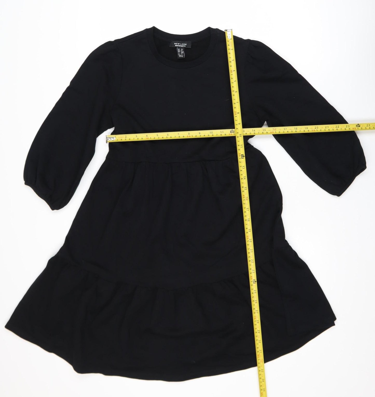 New Look Maternity Black Knee Length Smocked Jersey Dress Size 10