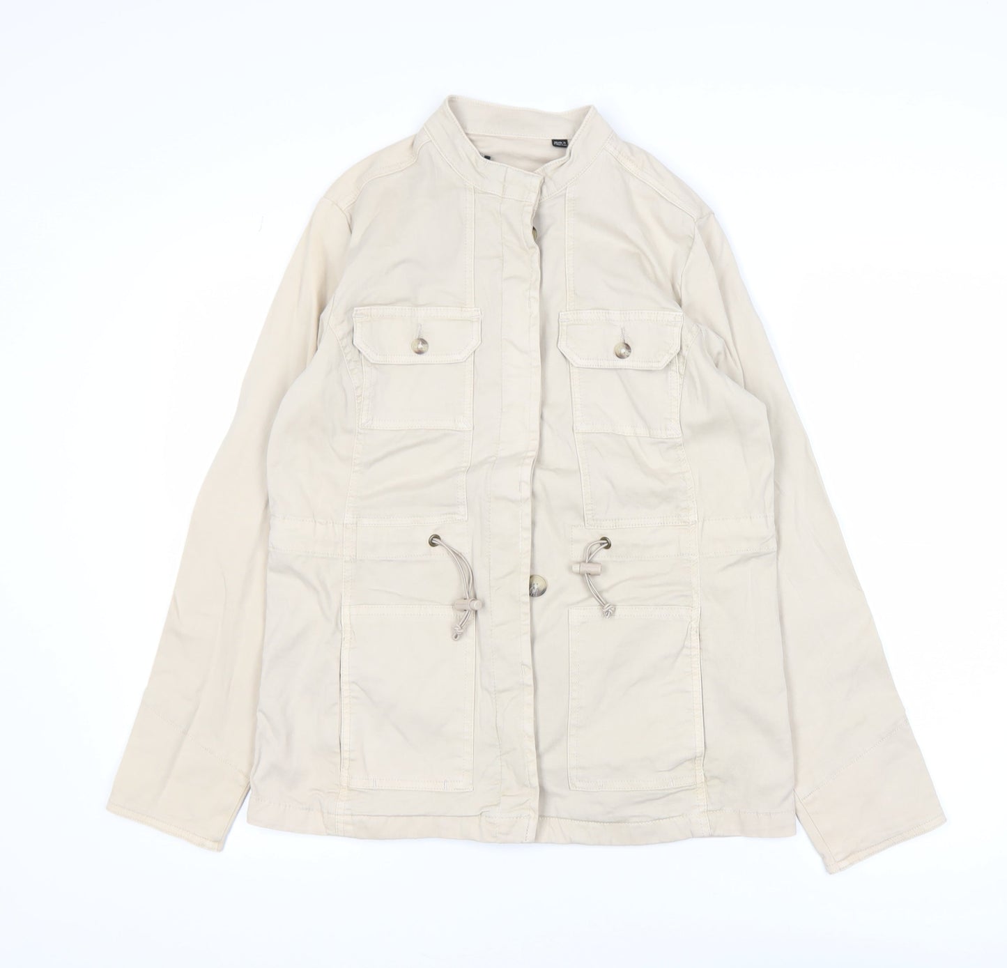 Capsule Women Beige Military Jacket UK 10 Cotton Mid-Length