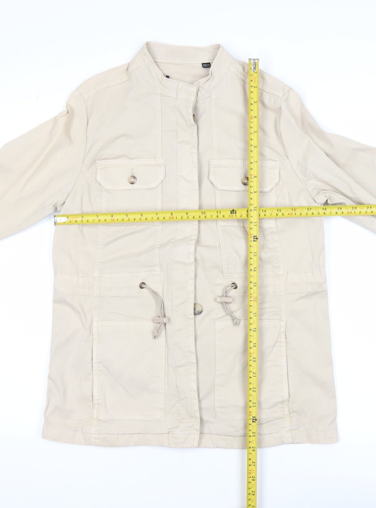 Capsule Women Beige Military Jacket UK 10 Cotton Mid-Length