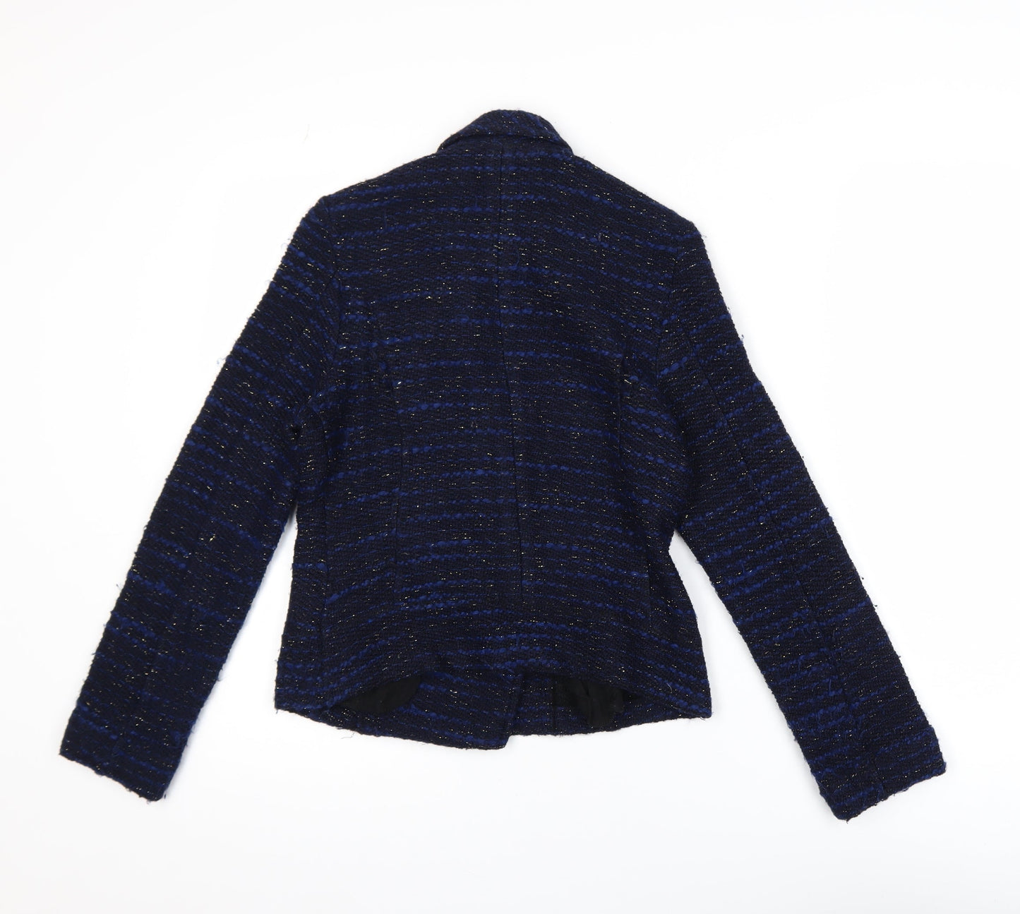 Linea Weekend Women's Blue Tweed Biker Jacket Size 8