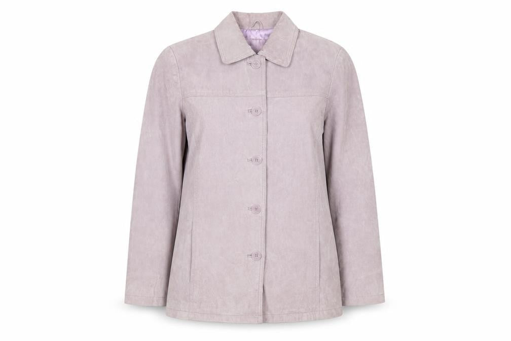 Kaleidoscope Womens Purple Suede Mid-Length Jacket UK 16