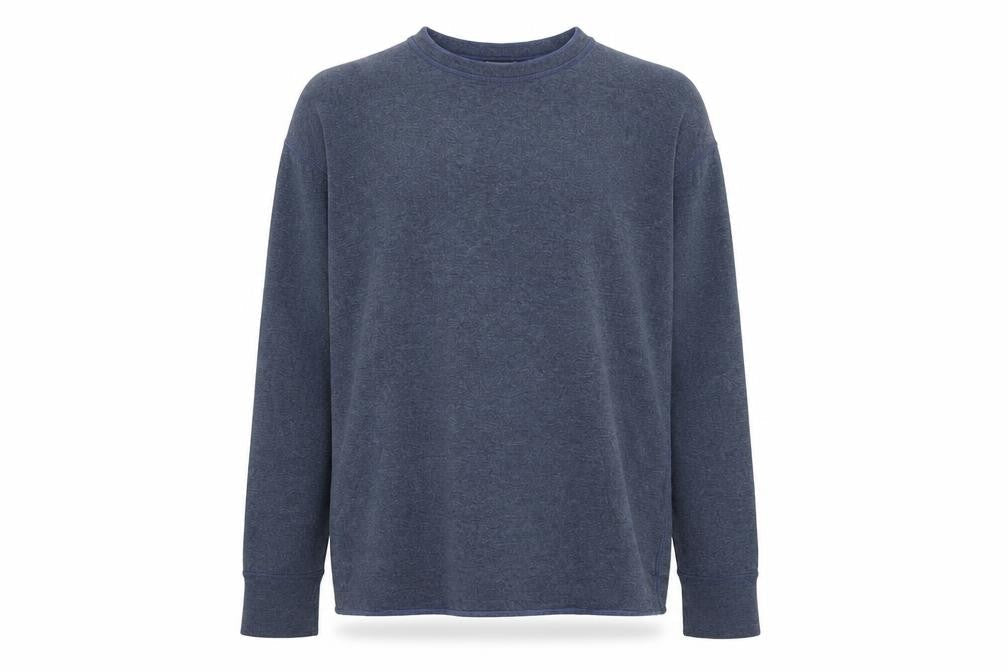 Front view of L.L. Bean Men's Blue Cotton Pullover Crew Neck Sweatshirt, size L