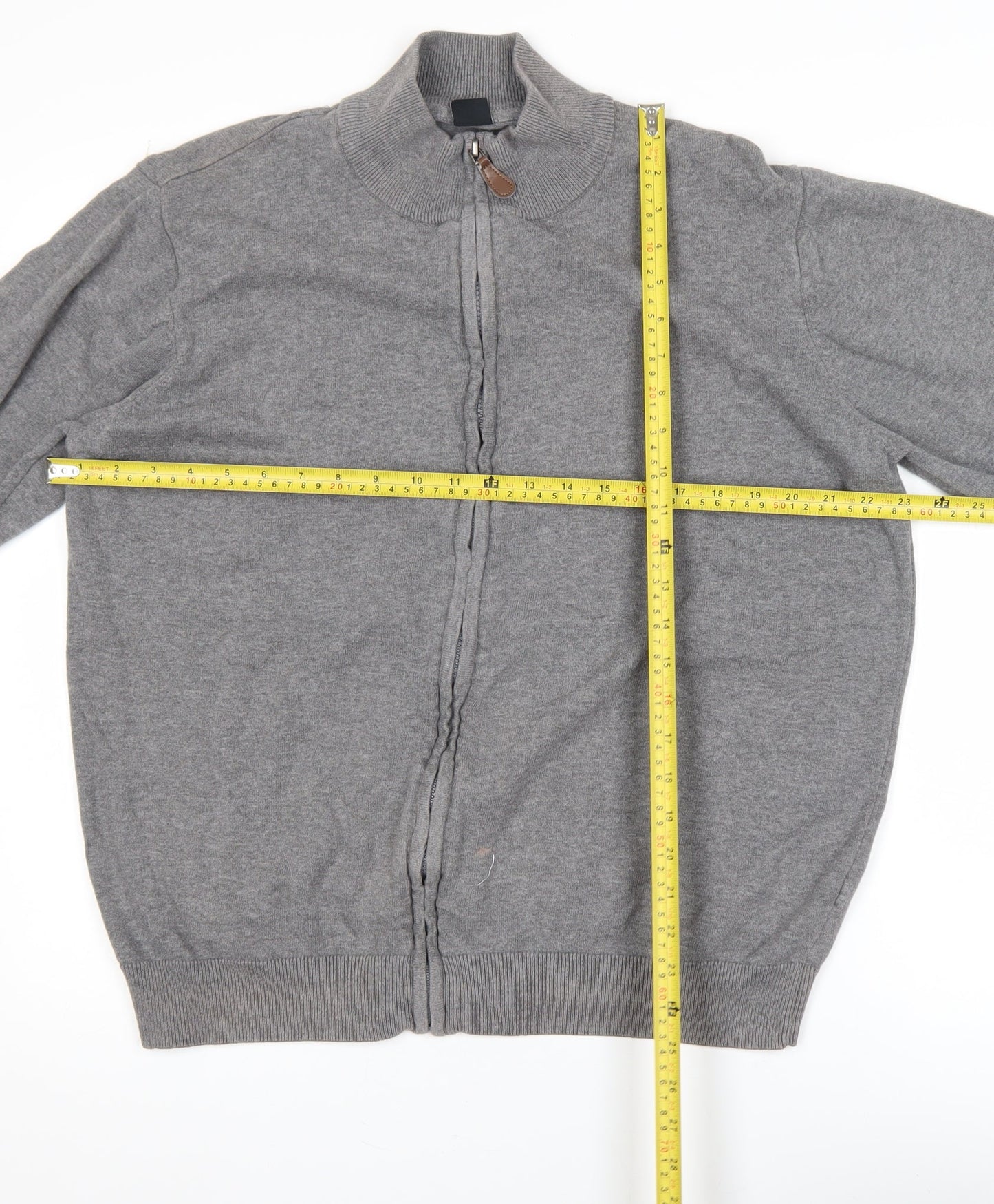 Cotton Traders Men’s Grey 2XL Full Zip Cotton Jumper