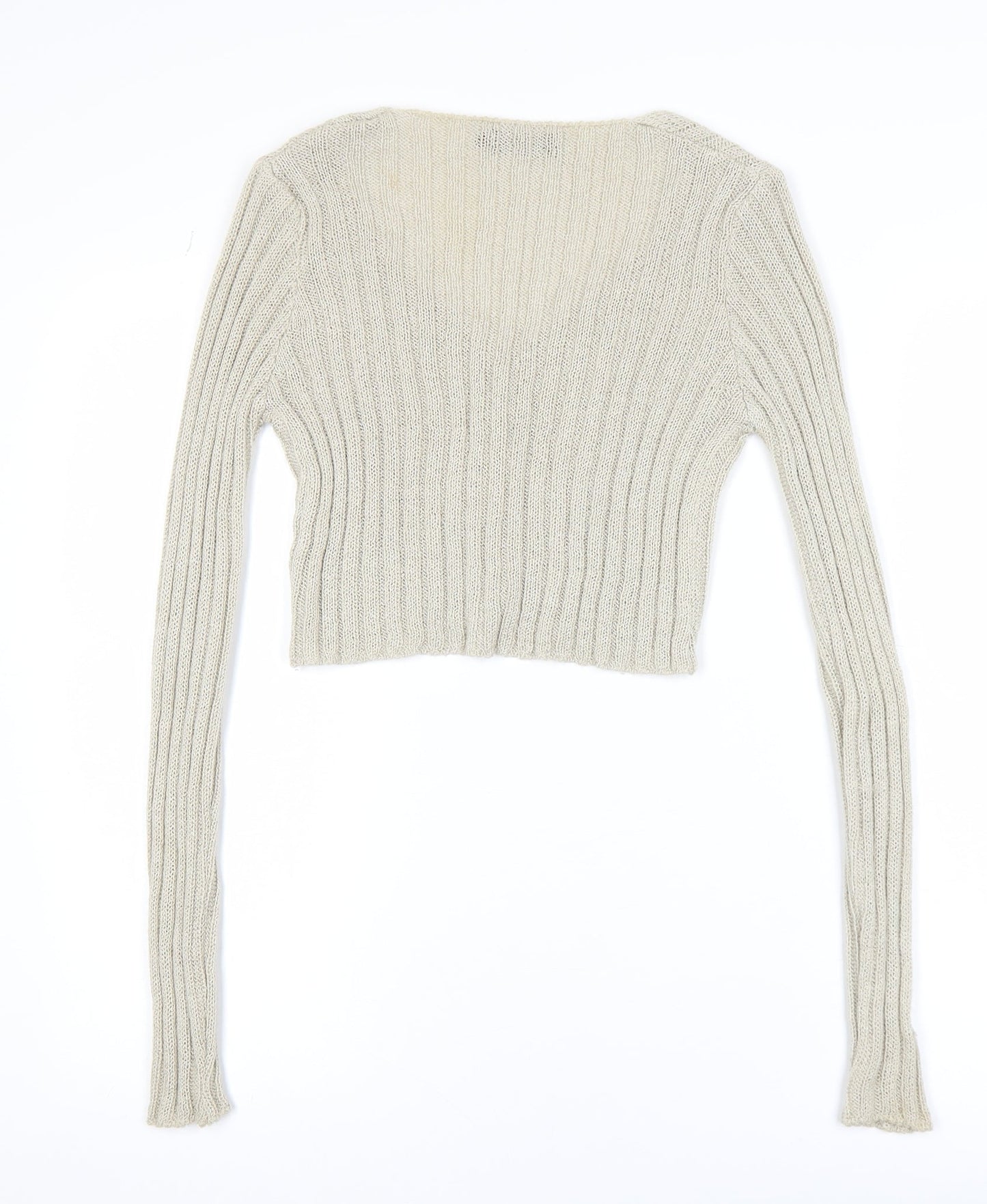 PrettyLittleThing Women's Beige Knit Button Cardigan Size S