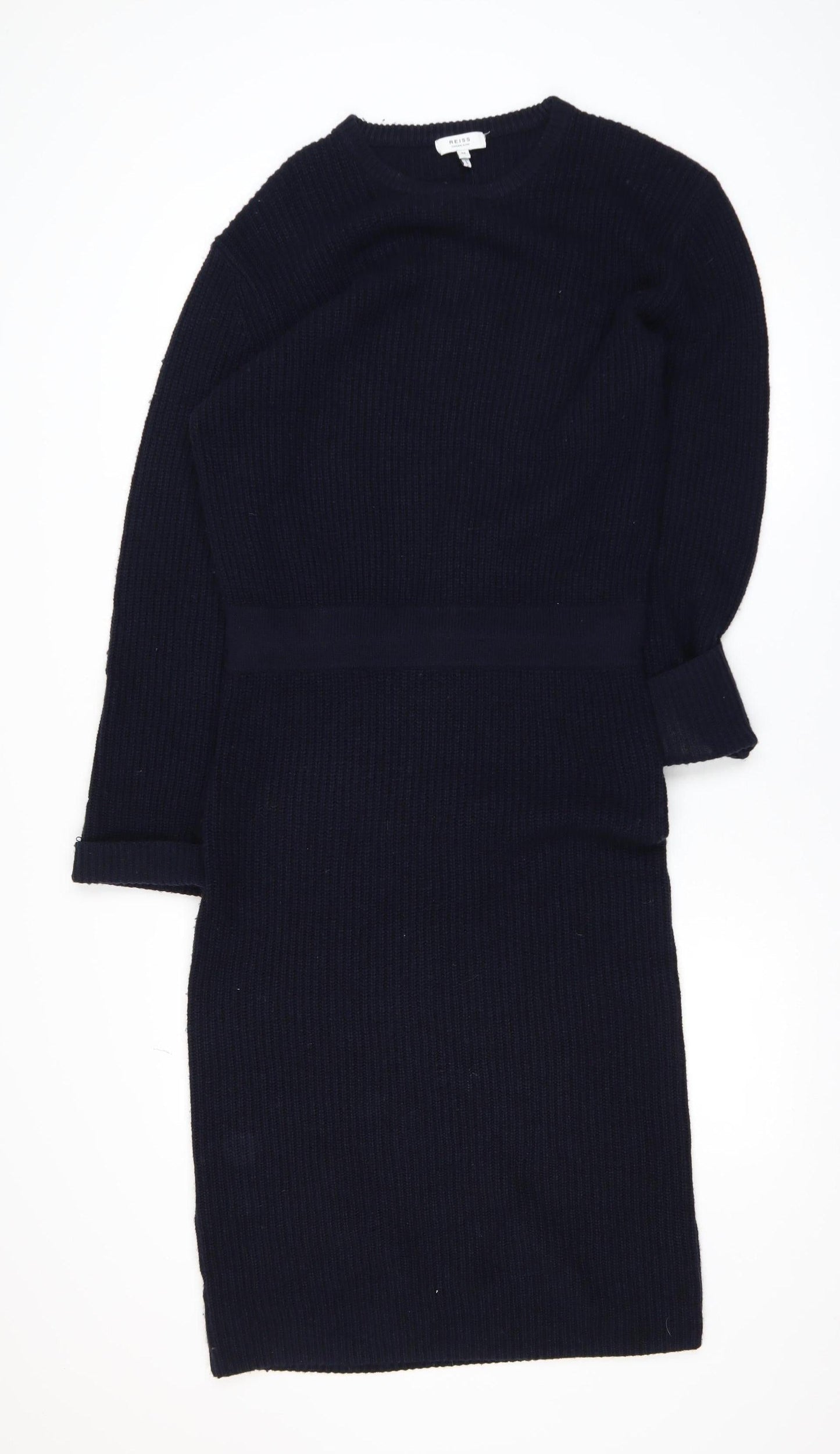 Reiss Women’s Black Wool Cashmere Knit Bodycon Dress M