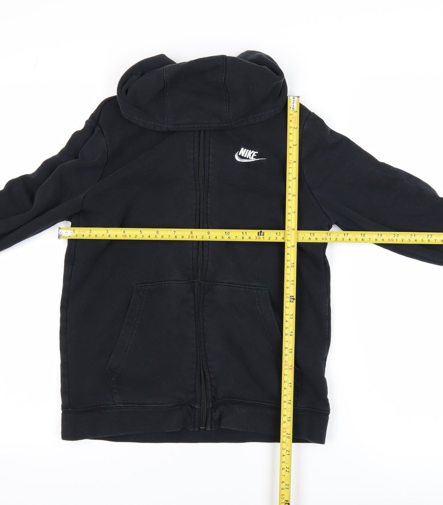 Nike Boys Black Full Zip Hoodie Size L 147-158cm Cotton Blend