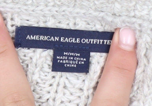 American Eagle Outfitters Women's Beige M Chunky Knit V-Neck Jumper