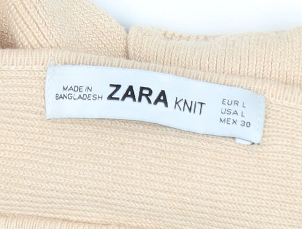 Zara Women Beige Knit Cropped Pullover Jumper Size 14
