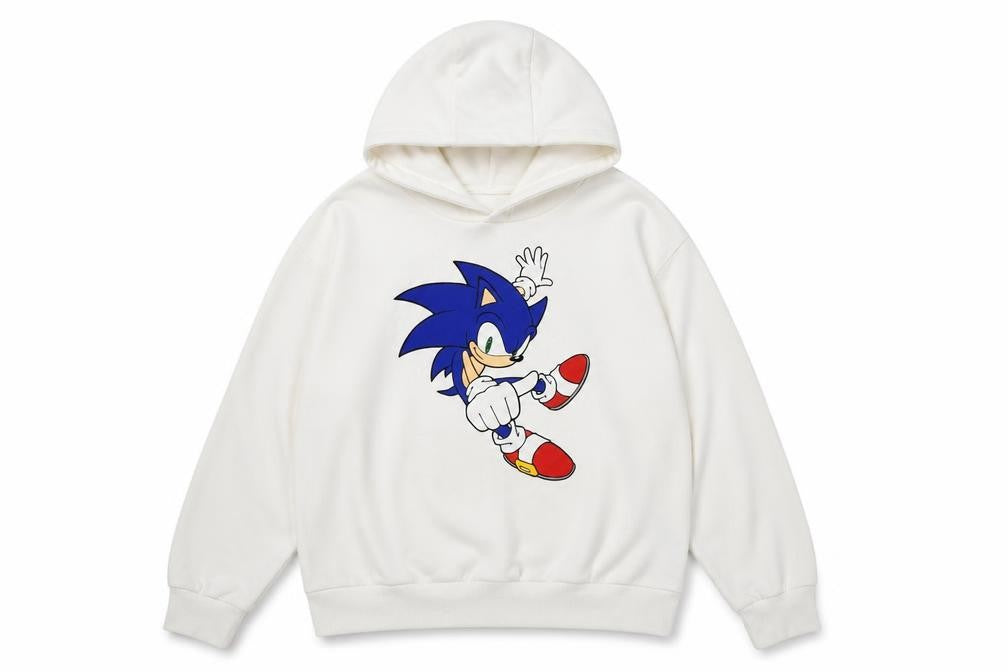 RESERVED Mens Sonic the Hedgehog White Hoodie 152cm XS Pullover