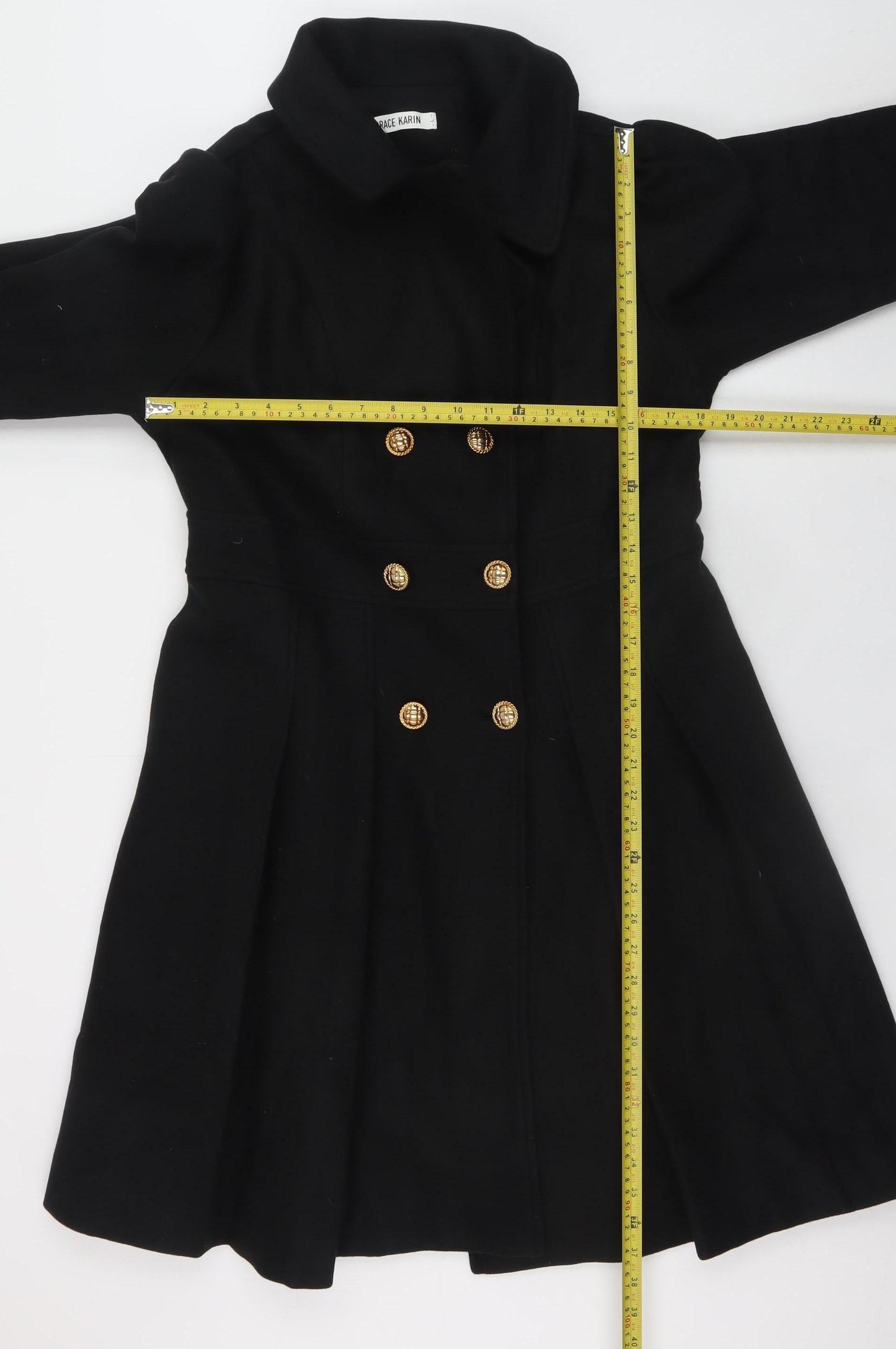 Grace Karin Women's Black Long Overcoat Lined Coat Size L