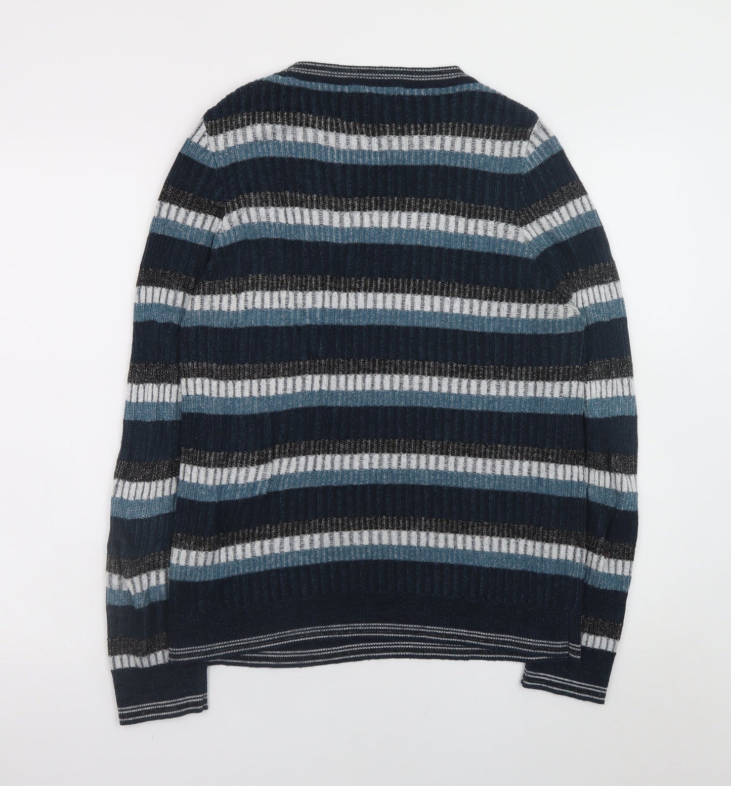 Next Women’s Blue Striped Acrylic Jumper L Crew Neck Long Sleeve
