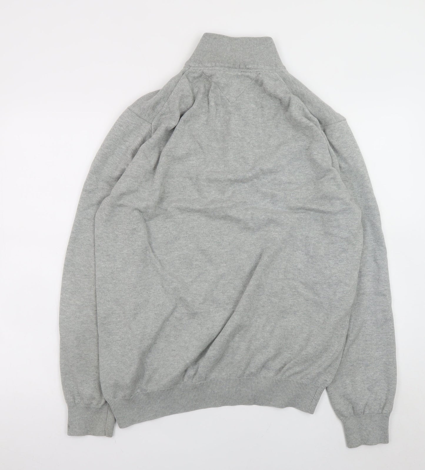 Tommy Hilfiger Men's Grey XL High Neck 1/2 Zip Cotton Jumper