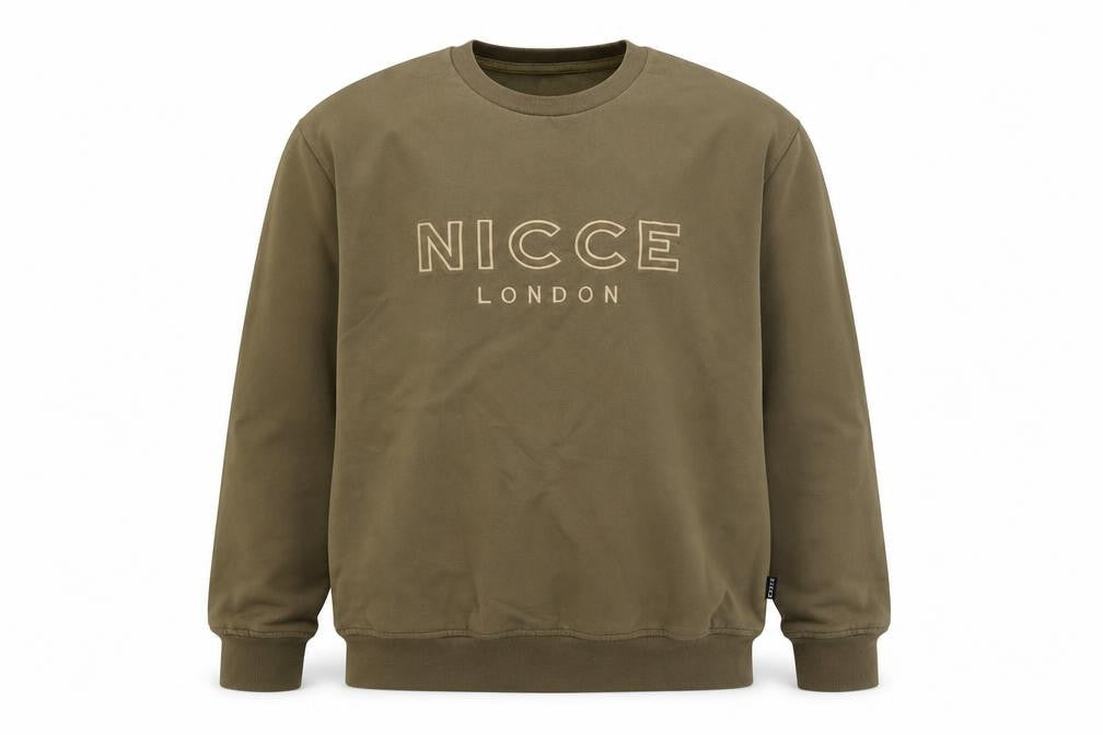 Nicce London Men’s Brown Crew Neck Logo Sweatshirt Size L
