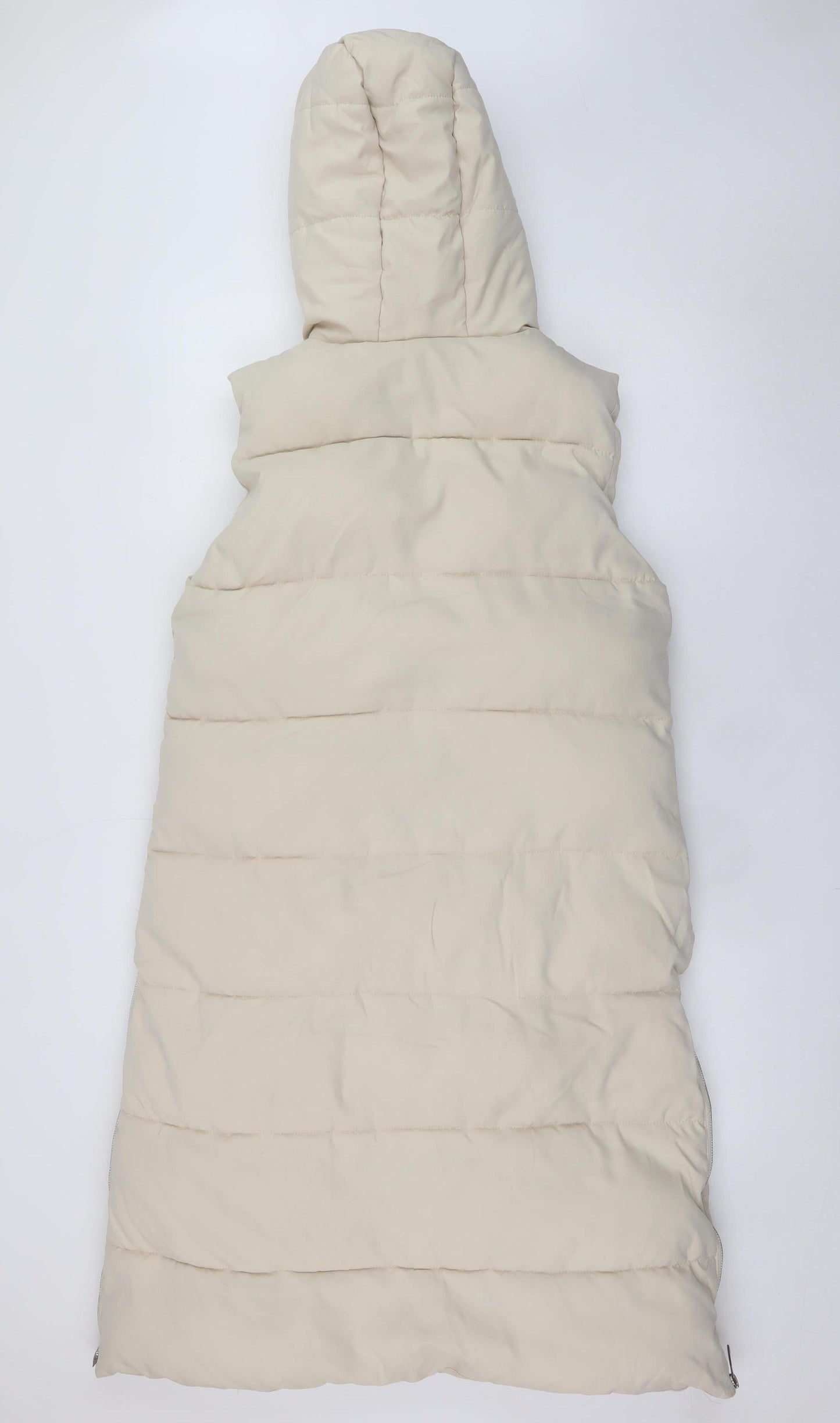 Cherry Koko Women's Beige Long Hooded Puffer Waistcoat M