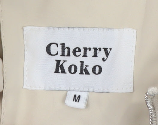 Cherry Koko Women's Beige Long Hooded Puffer Waistcoat M