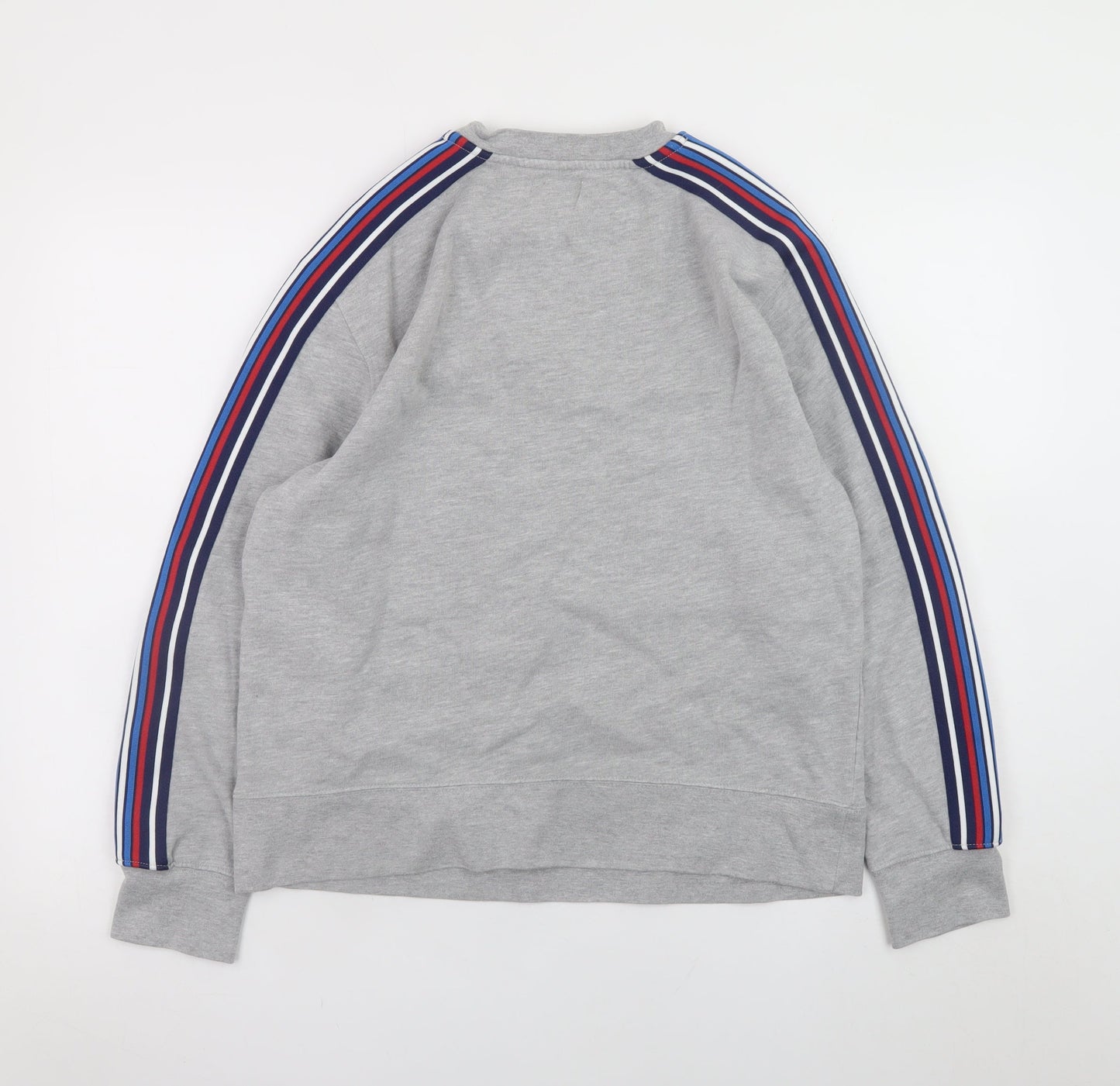 Topman Men’s Grey Striped Sleeve Crew Neck Pullover Sweatshirt Size S
