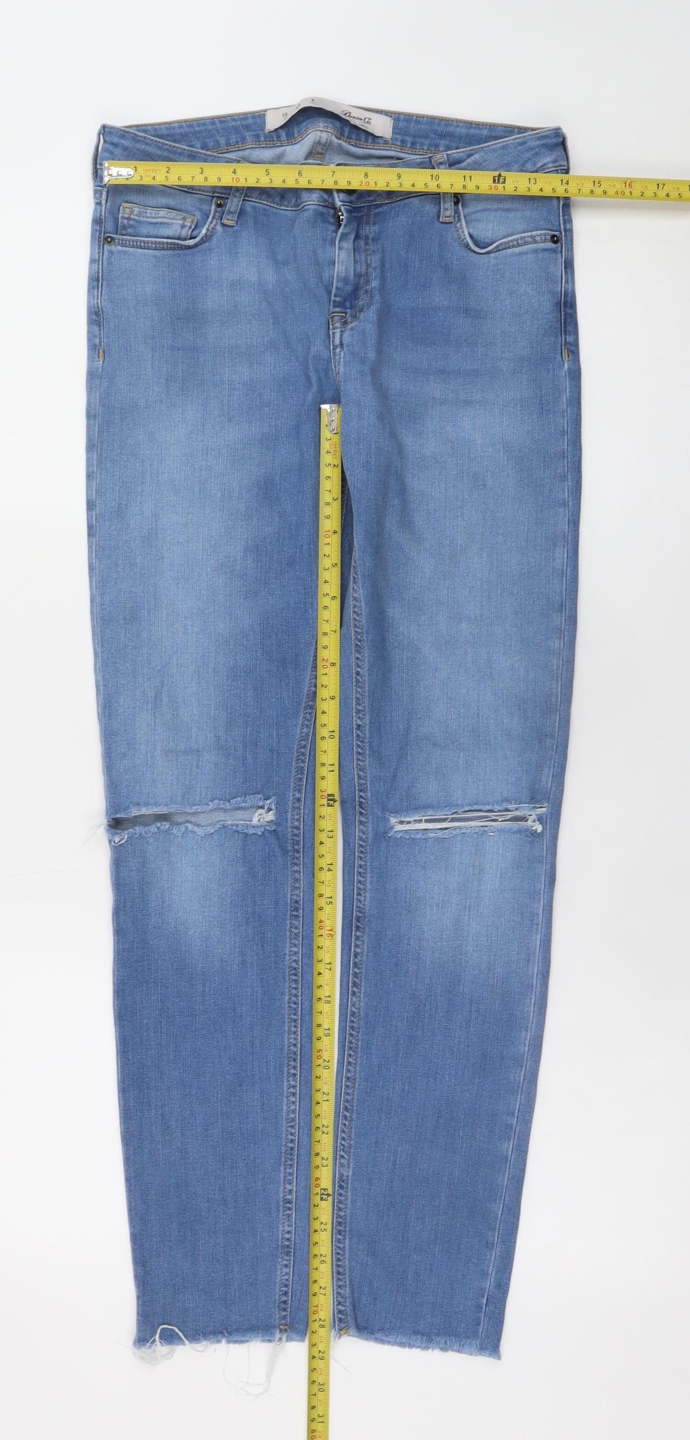 Denim Co. Women Blue Size 12 Skinny Distressed Jeans