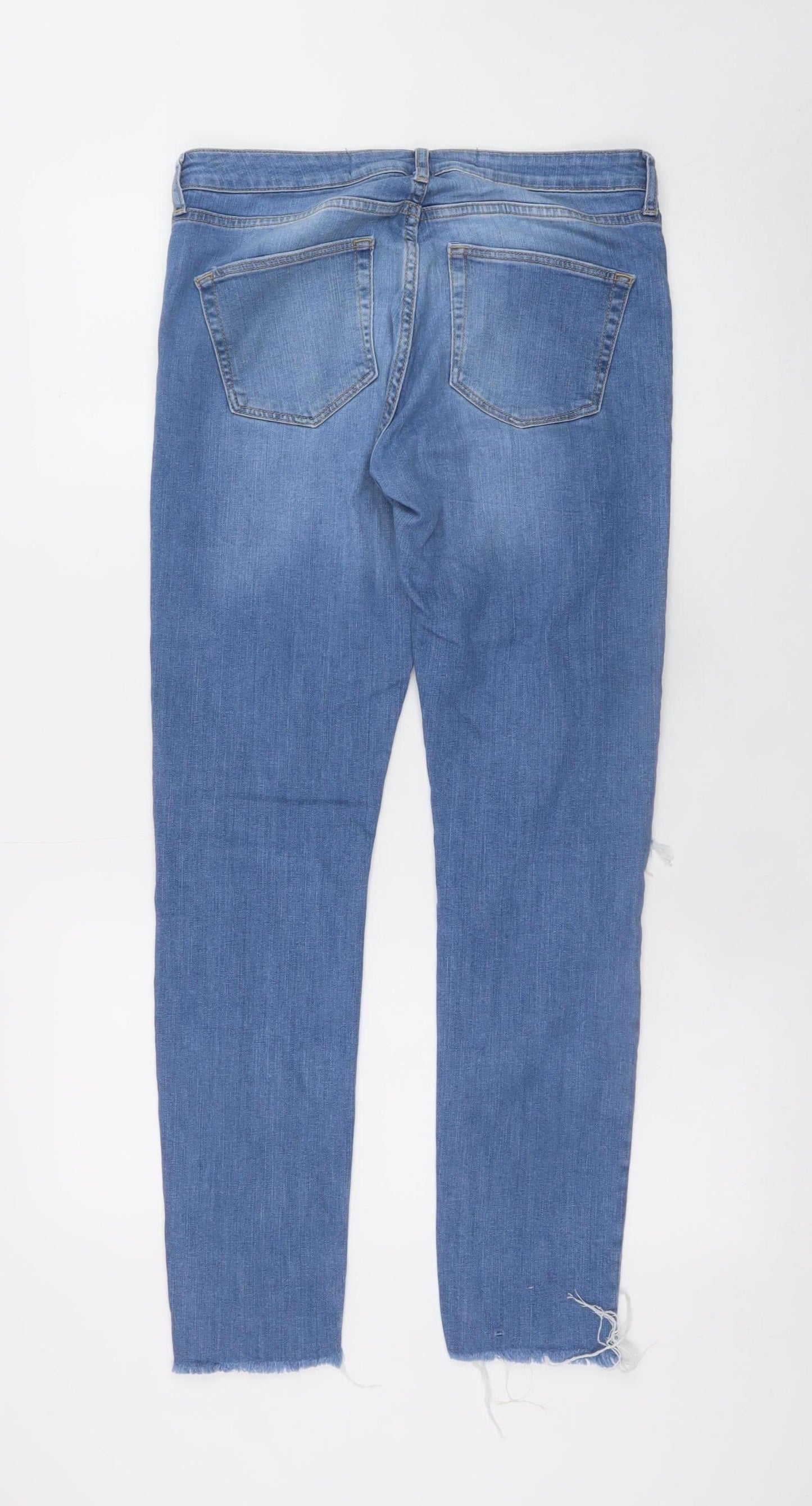 Denim Co. Women Blue Size 12 Skinny Distressed Jeans