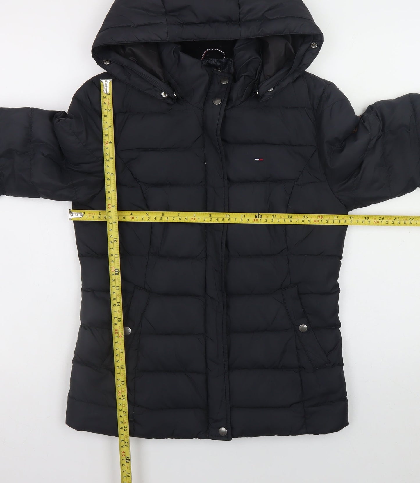 Tommy Hilfiger Women's Black Puffer Jacket Hooded Size S