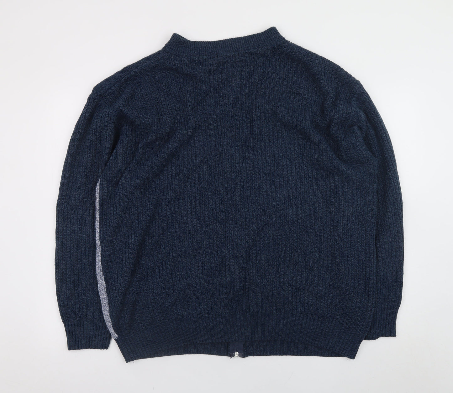Carabou Mens Blue Geometric Full Zip Acrylic Jumper 4XL
