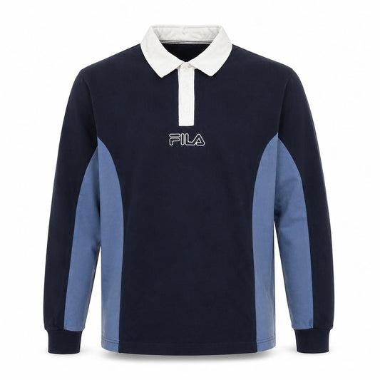 FILA Men’s Blue Limited Edition Long Sleeve Collared Rugby Shirt Size S