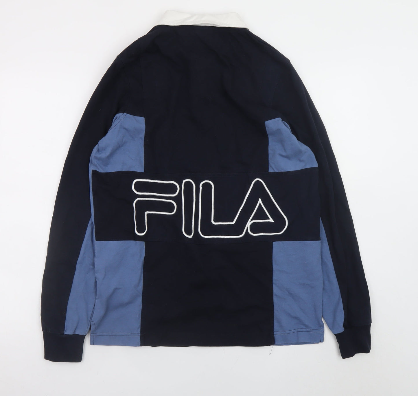 FILA Men’s Blue Limited Edition Long Sleeve Collared Rugby Shirt Size S