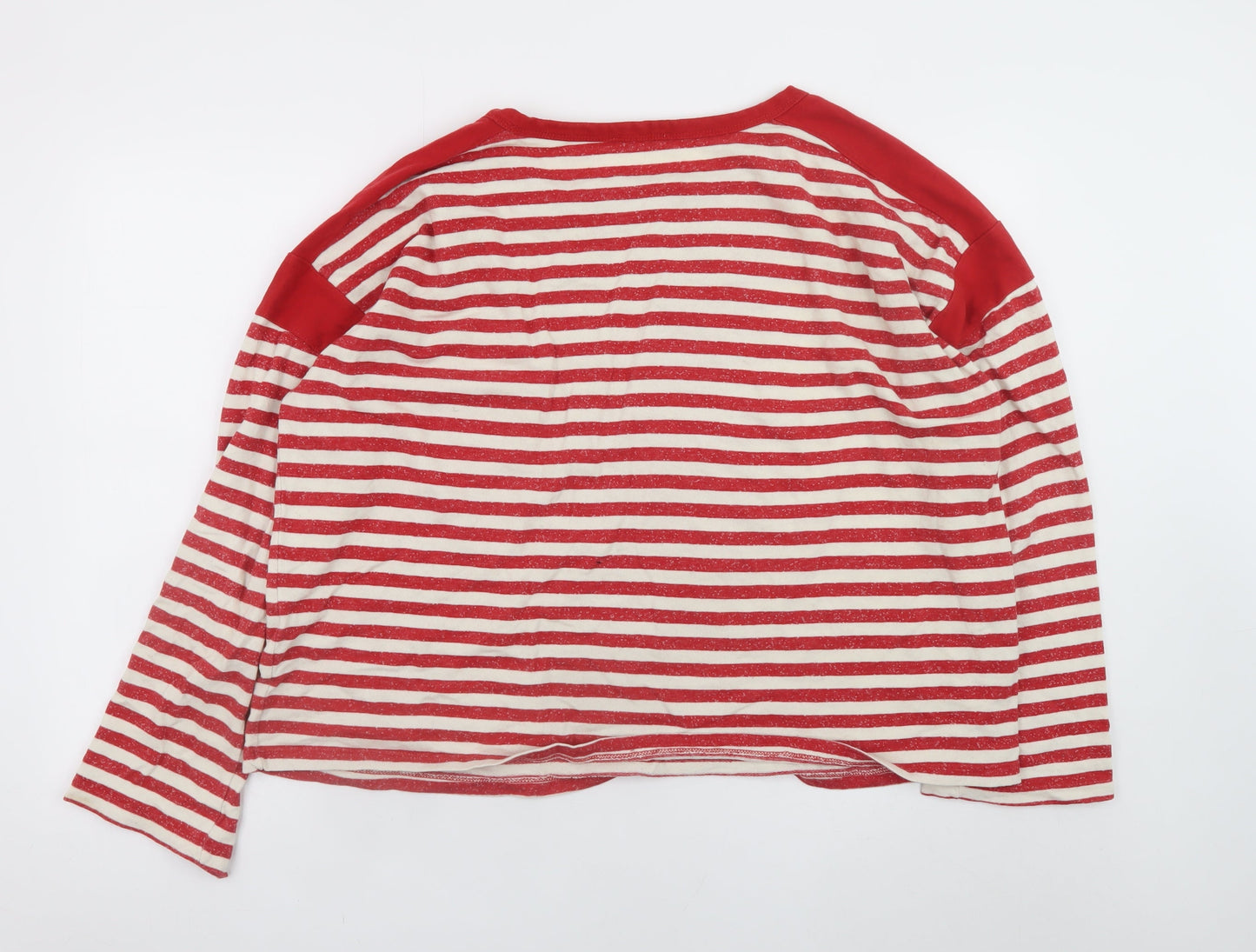 Zara Trafaluc Women Red White Striped Long Sleeve T-Shirt Size M