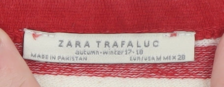 Zara Trafaluc Women Red White Striped Long Sleeve T-Shirt Size M