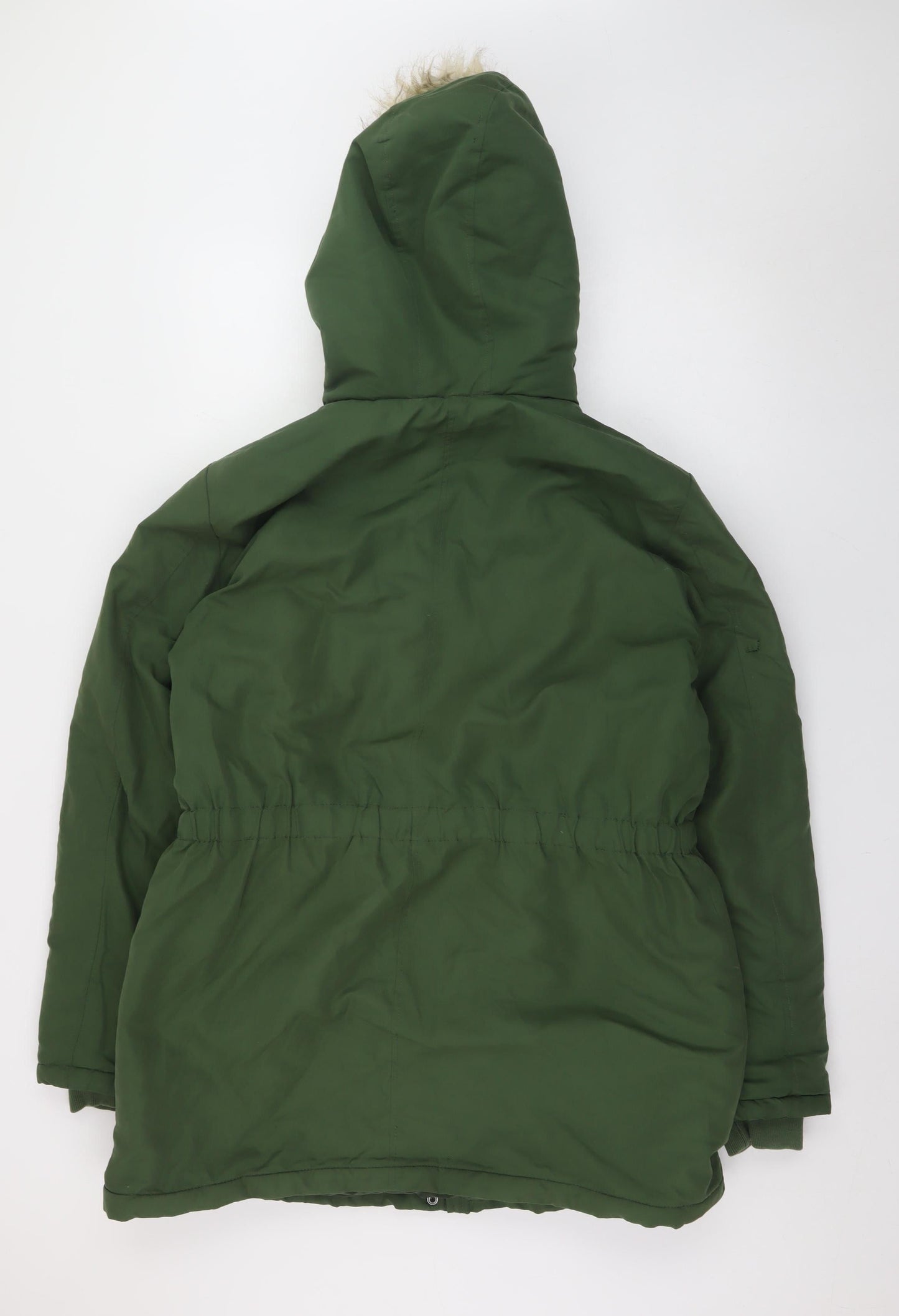 Jacqueline de Yong Women’s Green XL Parka Coat with Faux Fur Hood