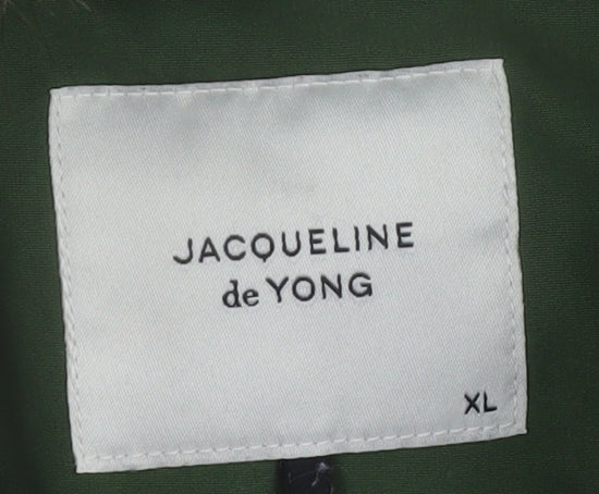 Jacqueline de Yong Women’s Green XL Parka Coat with Faux Fur Hood