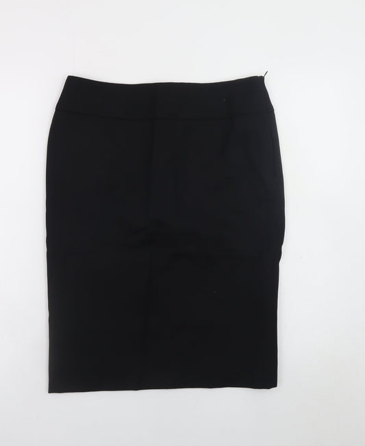 Jaeger Women Black Wool Pencil Skirt Size 12 Knee Length Lined