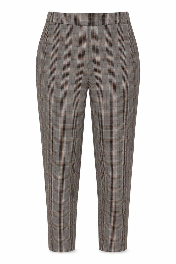 New Look Women’s Brown Checked Tapered Slim Trousers Size 6