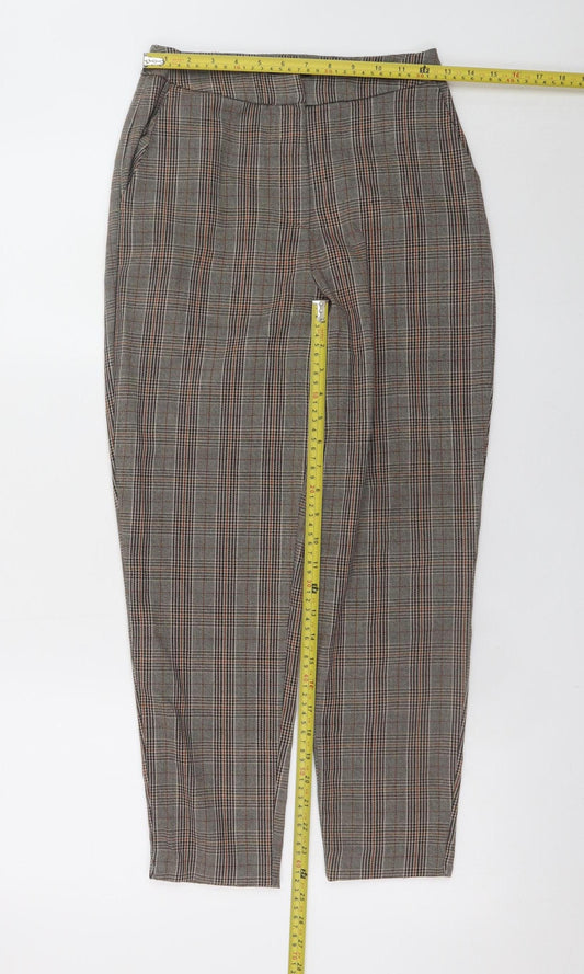 New Look Women’s Brown Checked Tapered Slim Trousers Size 6