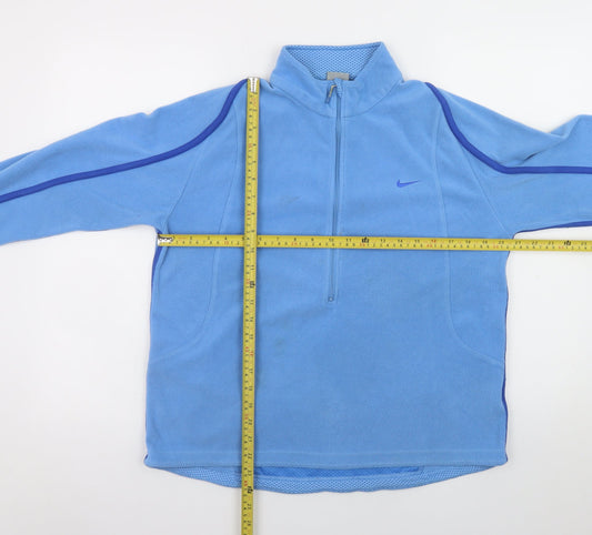 Nike Women Blue Therma-Fit 1/2 Zip Fleece Sweatshirt Size L (12-14)
