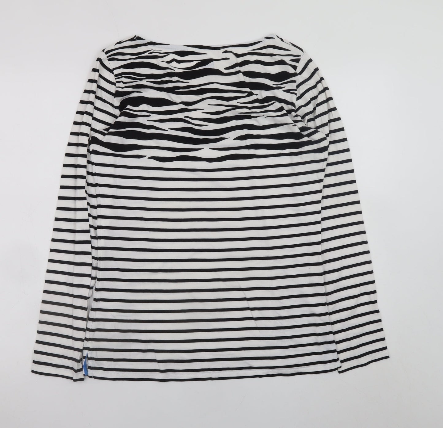 Boden Women’s Black White Striped Long Sleeve Cotton Top UK 12
