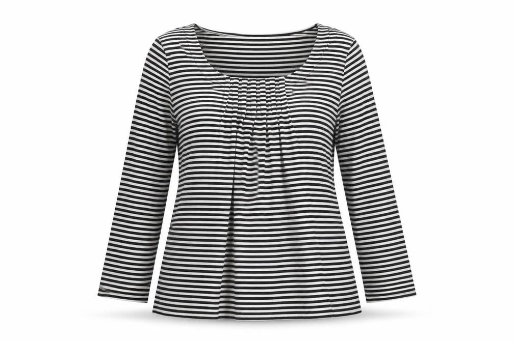 Marks and Spencer Women’s Black White Striped Long Sleeve Viscose Top UK 10