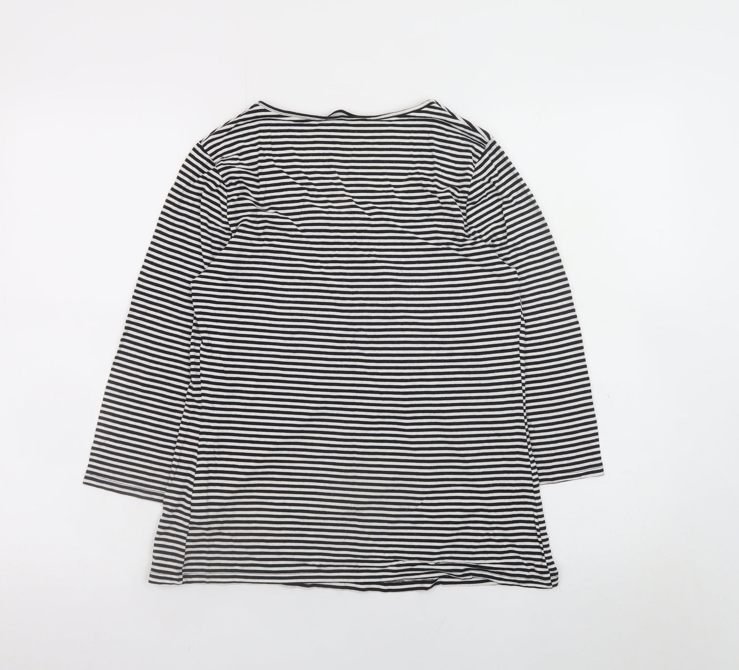 Marks and Spencer Women’s Black White Striped Long Sleeve Viscose Top UK 10