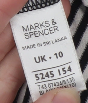 Marks and Spencer Women’s Black White Striped Long Sleeve Viscose Top UK 10