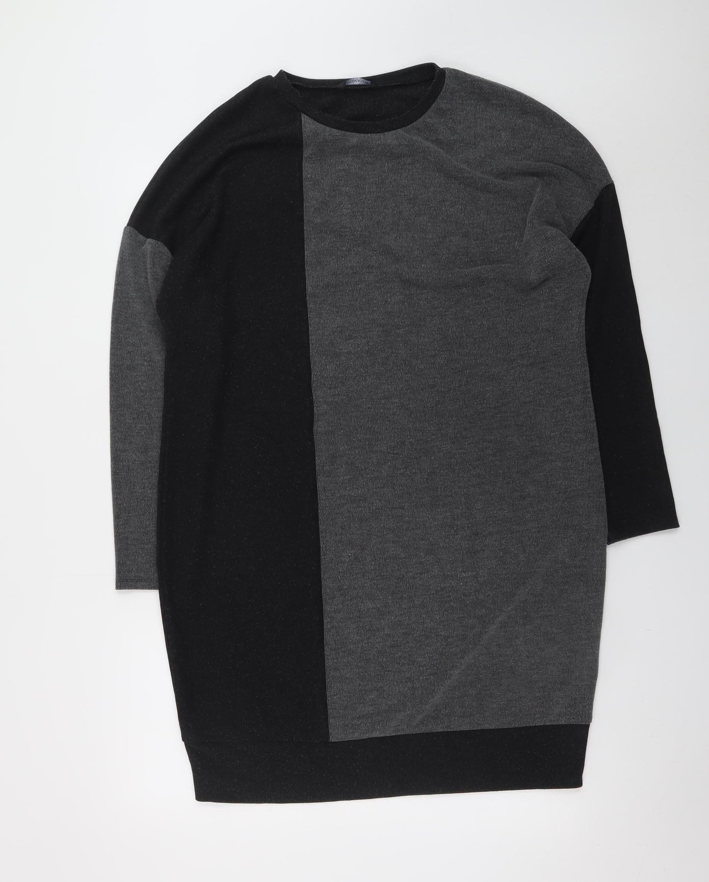 Roman Women’s Black Grey Colourblock Knit Shift Dress Size 14