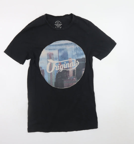 Jack & Jones Men's Black City Graphic Print T-Shirt Size S
