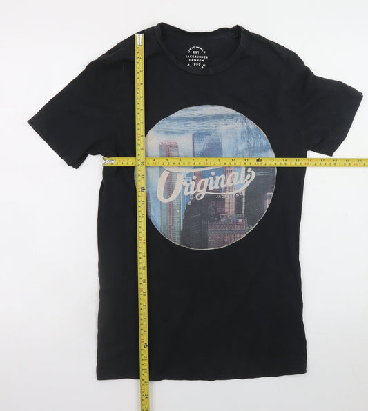 Jack & Jones Men's Black City Graphic Print T-Shirt Size S
