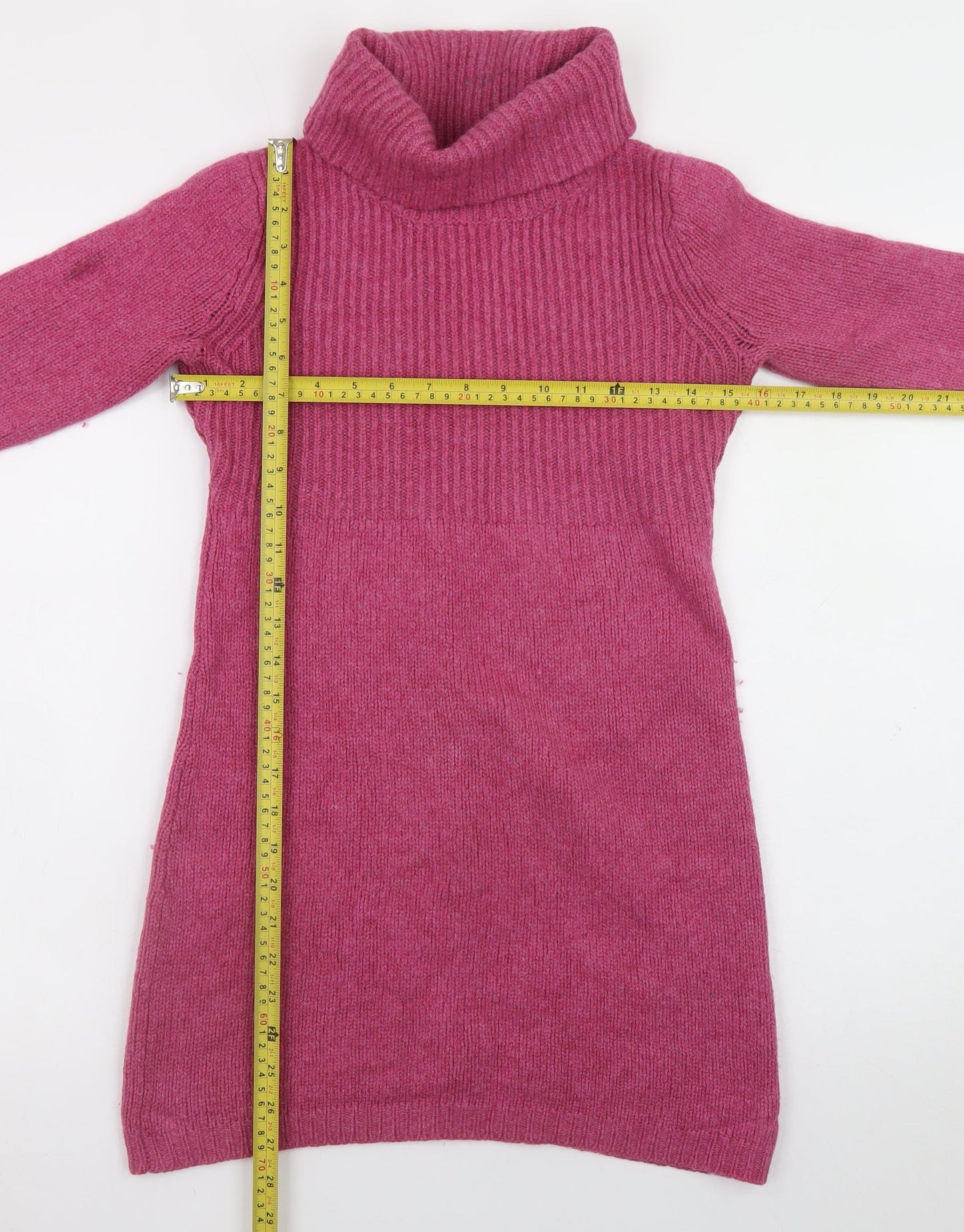Boden Women Pink Wool Jumper Dress UK 12 Roll Neck Long Sleeve Knit