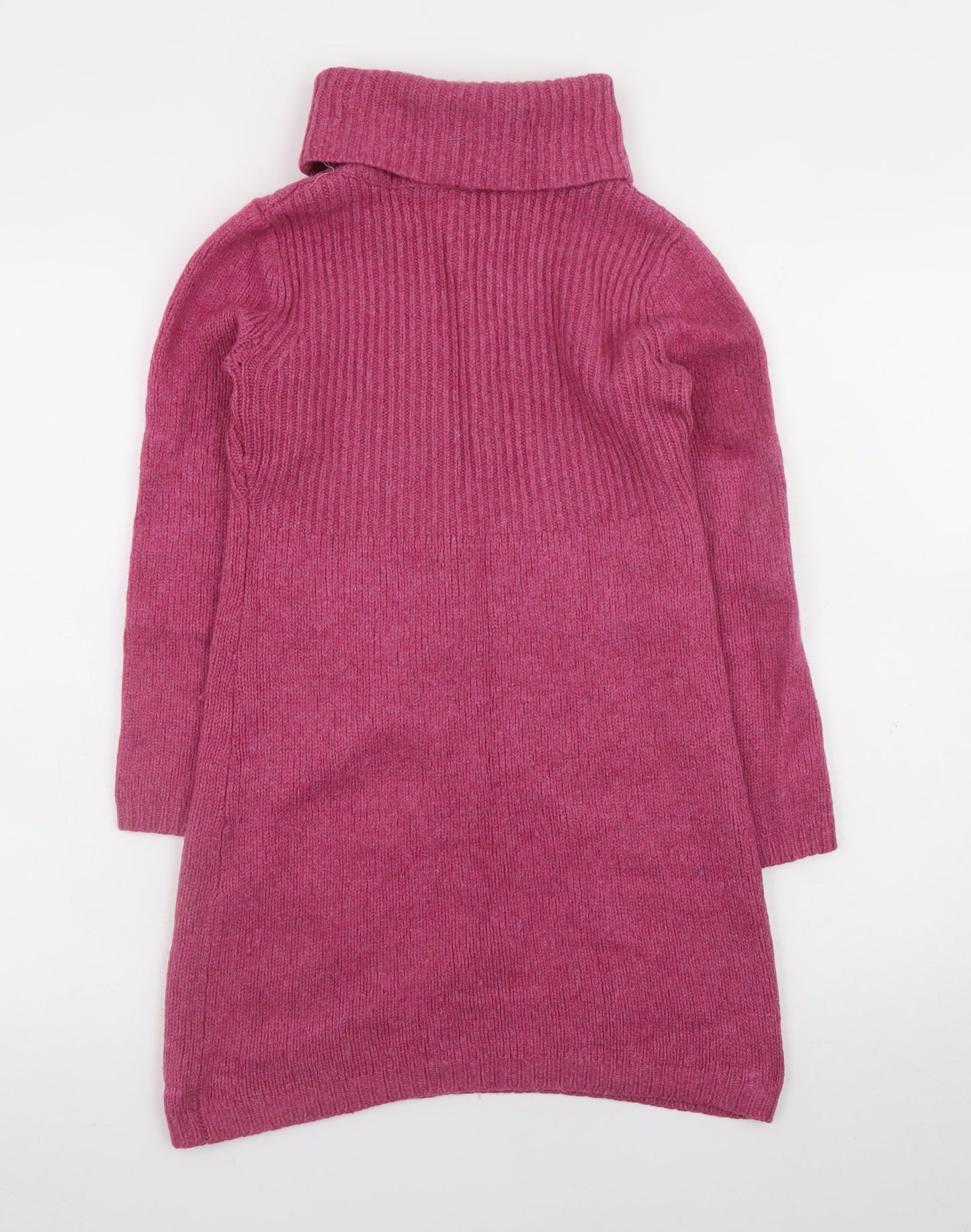 Boden Women Pink Wool Jumper Dress UK 12 Roll Neck Long Sleeve Knit