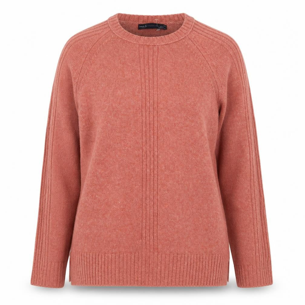 Marks and Spencer Women Pink Crew Neck Knit Pullover Jumper M