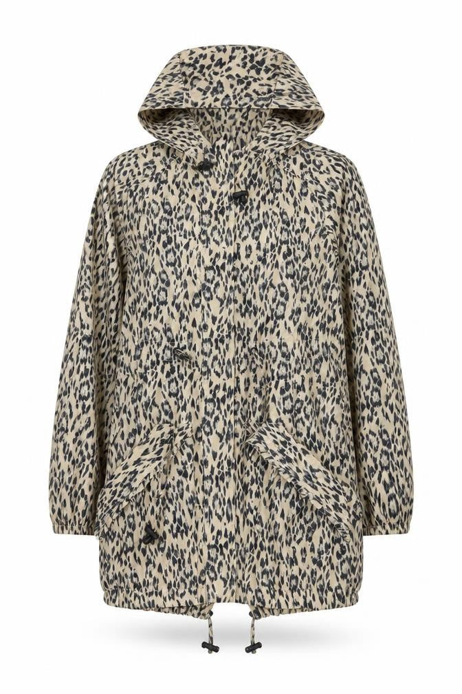 New Look Womens Beige Animal Print Hooded Anorak Jacket UK 6