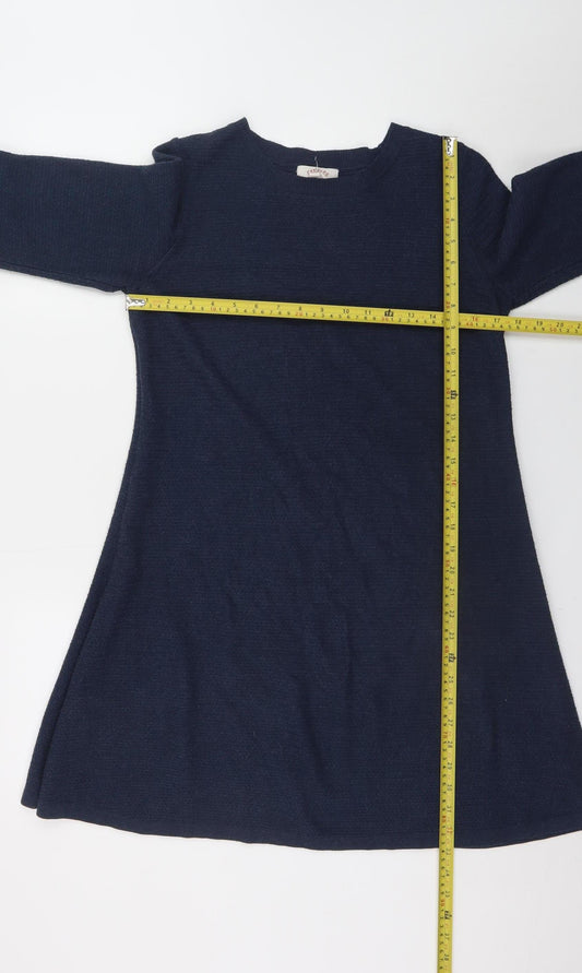 Fat Face Womens Blue Cotton Knit A-Line Dress Size 12
