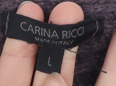 Carina Ricci Women Purple L Cardigan Knit Alpaca Wool Blend
