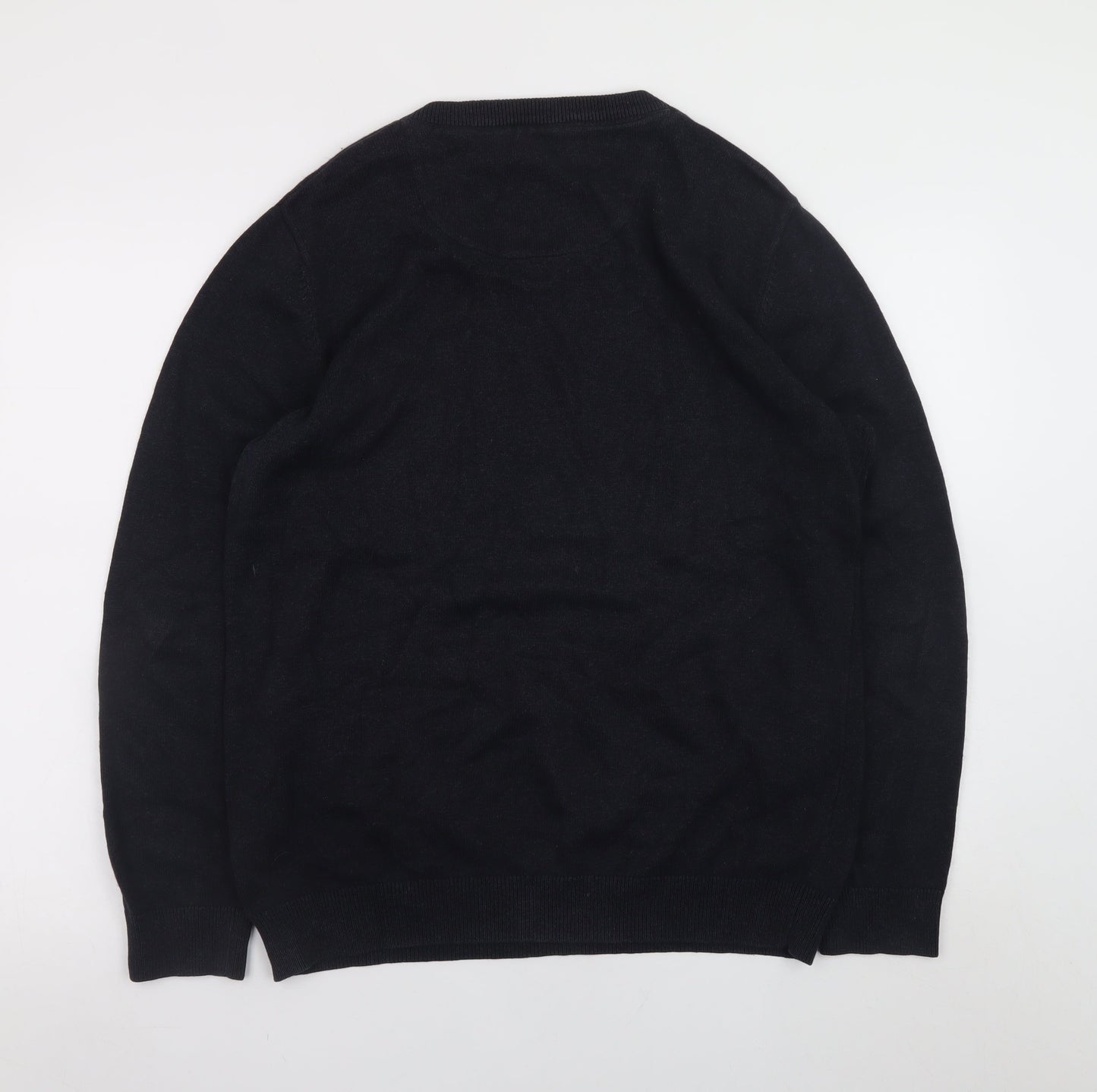 Raging Bull Men's Black V-Neck Cotton Cashmere Jumper M