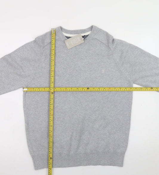 Farah Men's Grey Cotton Crew Neck Pullover Jumper M