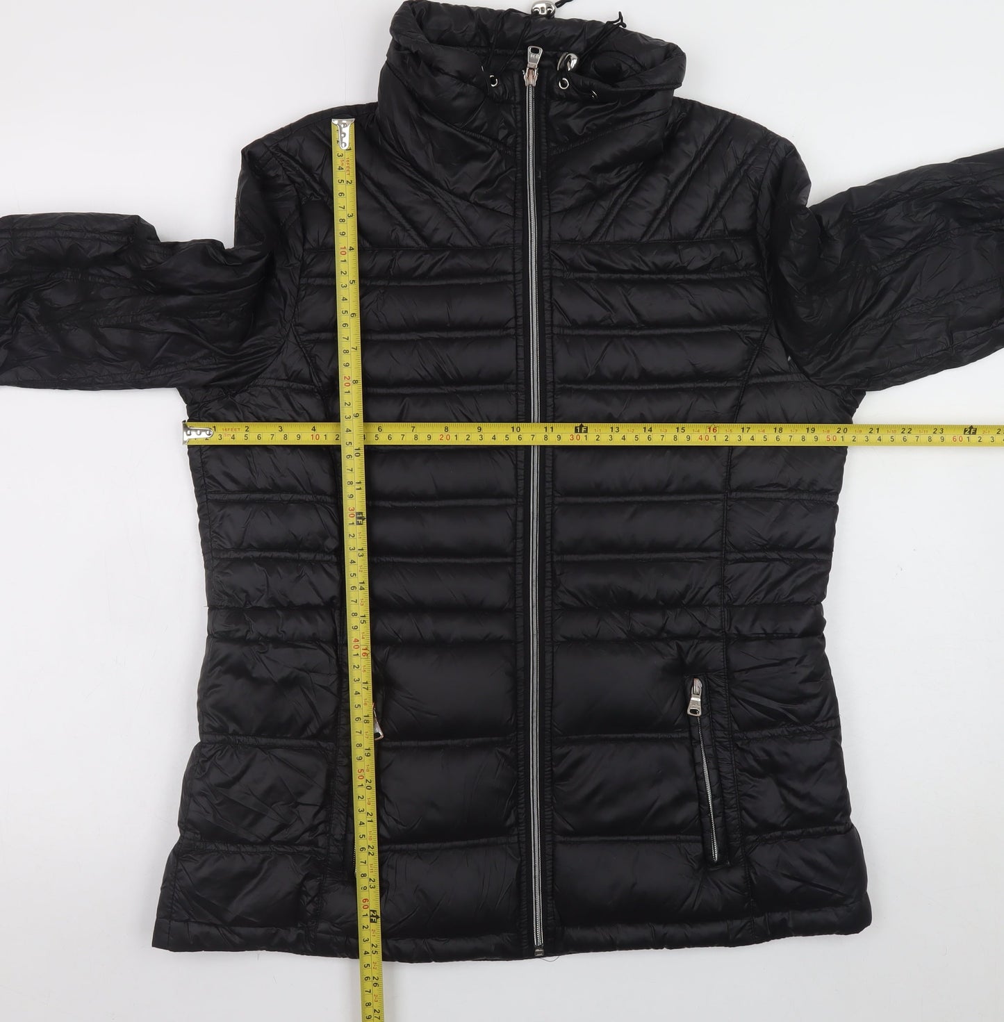 Jessica Simpson Womens Black Puffer Jacket M Hooded Winter Coat